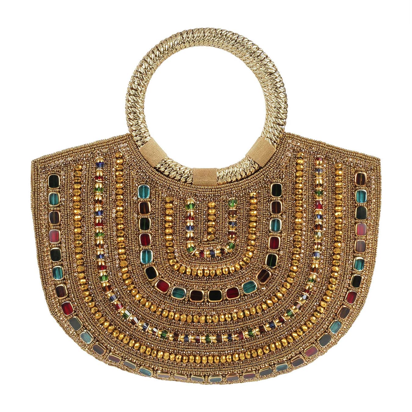 Women's Gold Casual Fabric Handbag