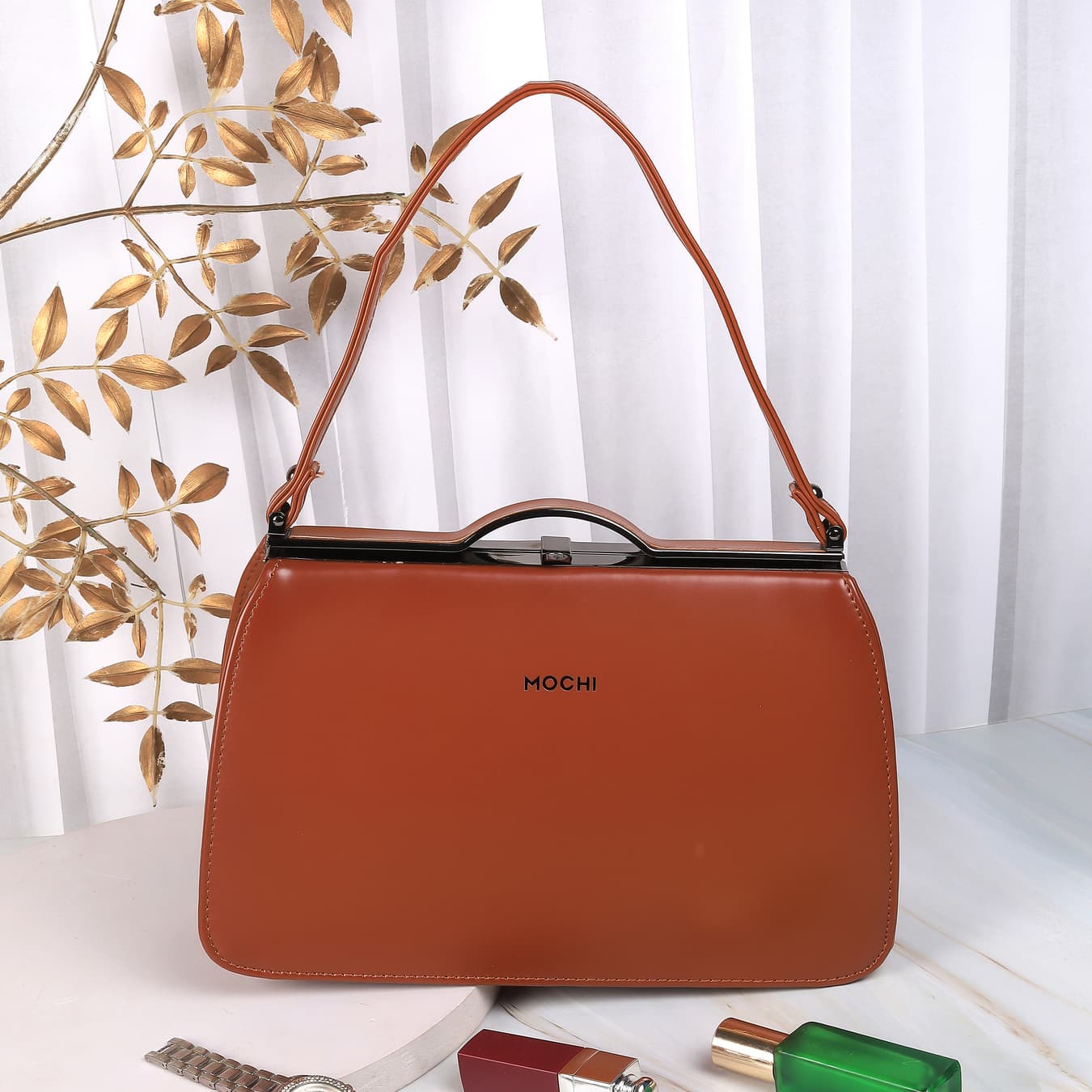 Women's Brown Casual PU Handbag