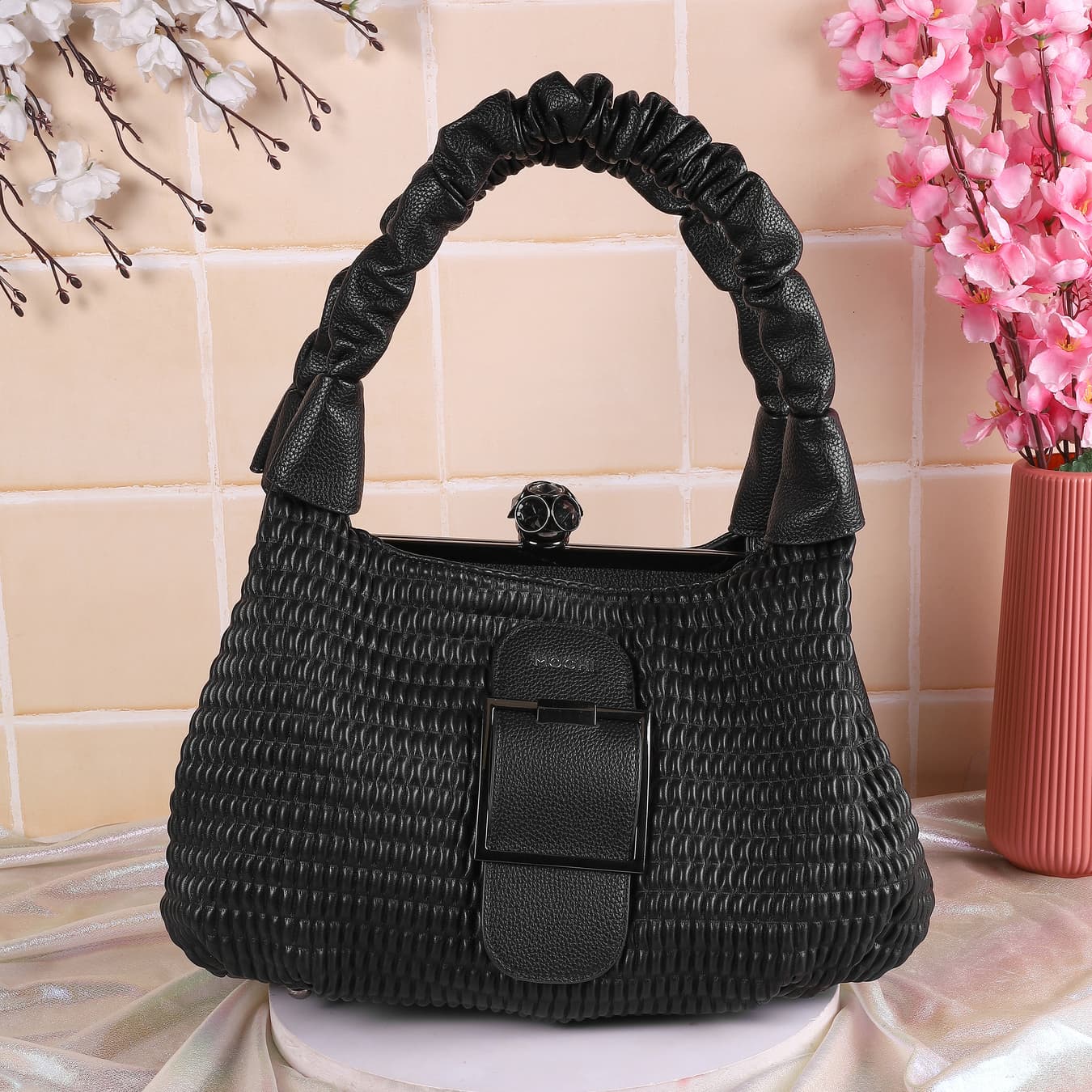 Women's Black Casual PU Handbag