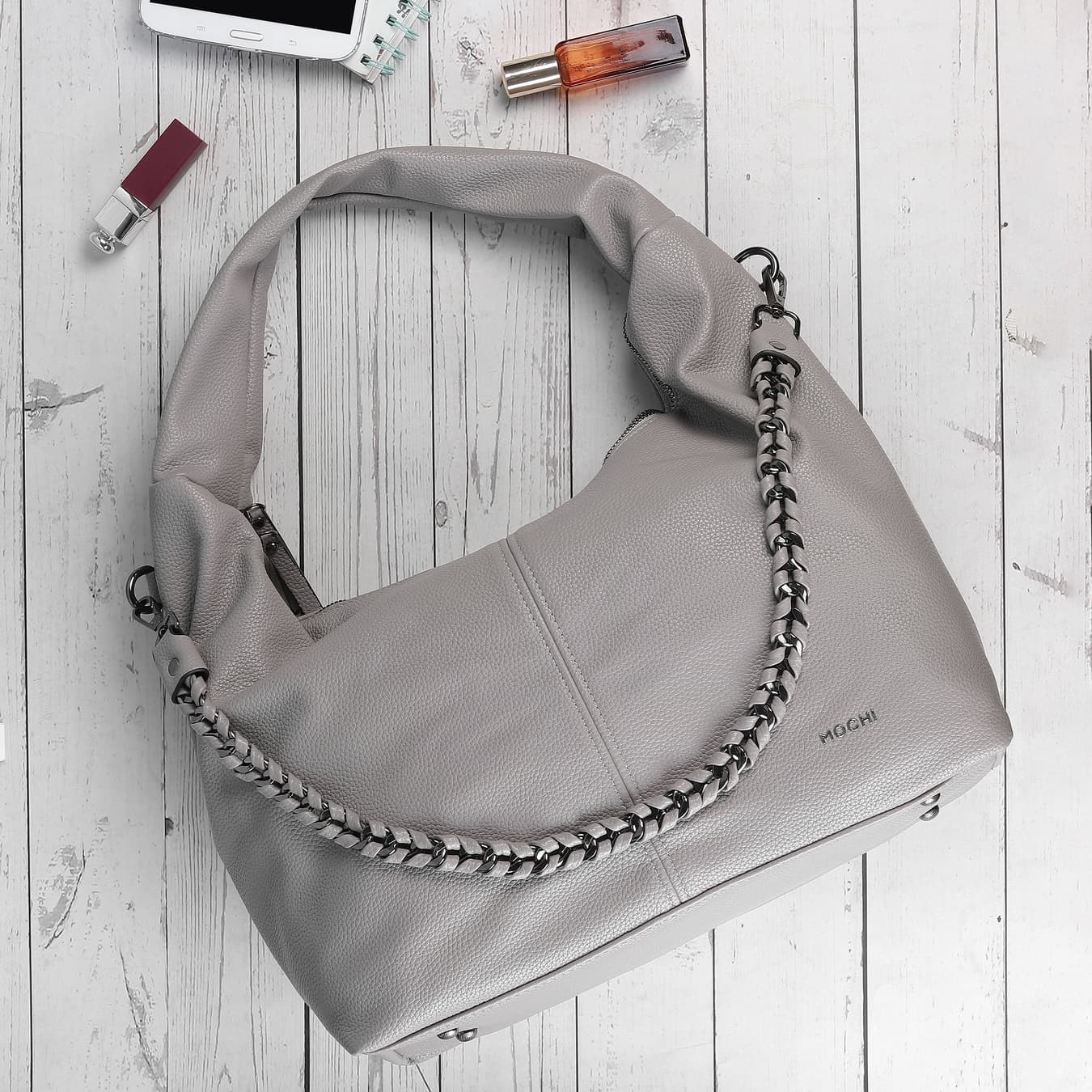 Women's Grey Casual PU Handbag