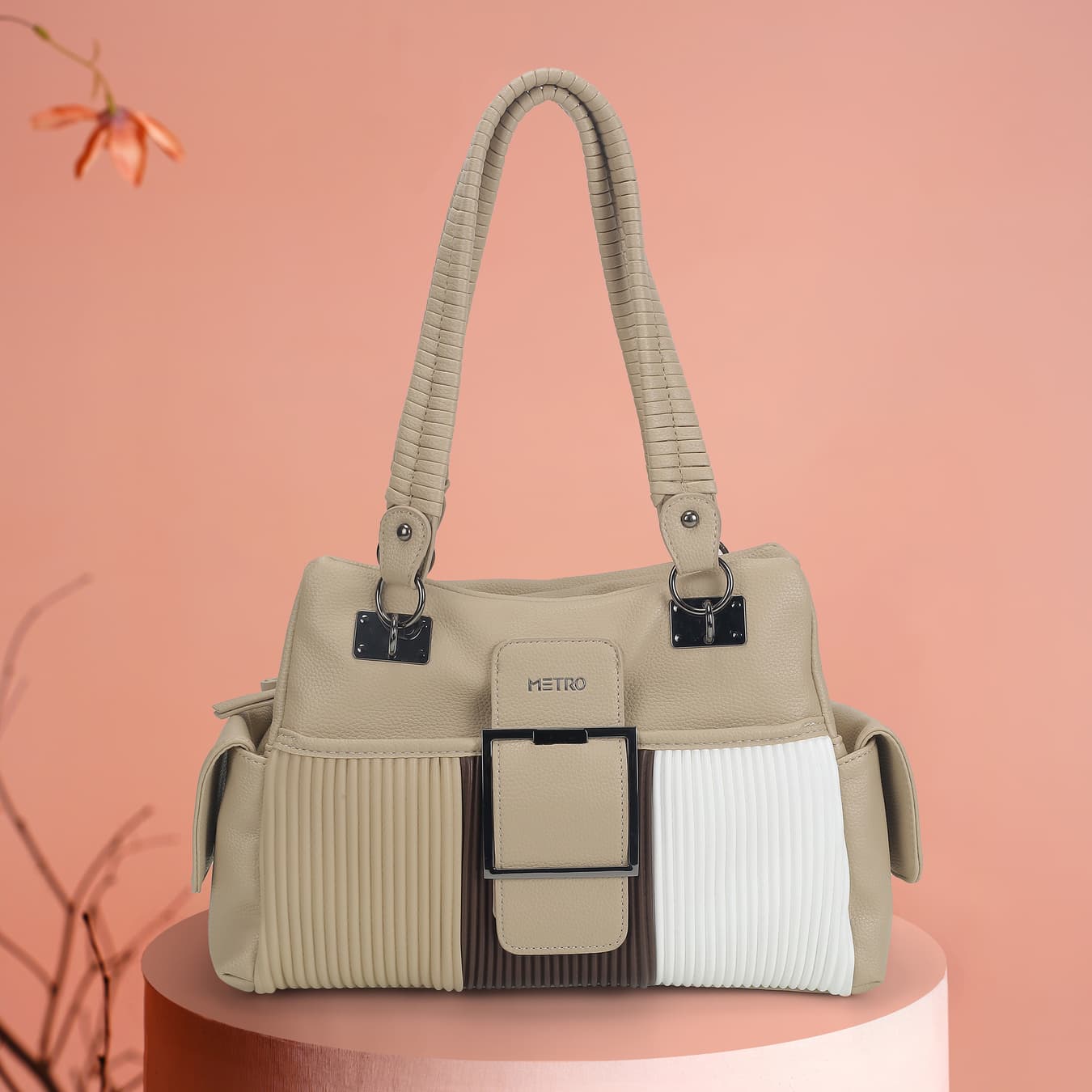 Women's Beige Casual PU Handbag