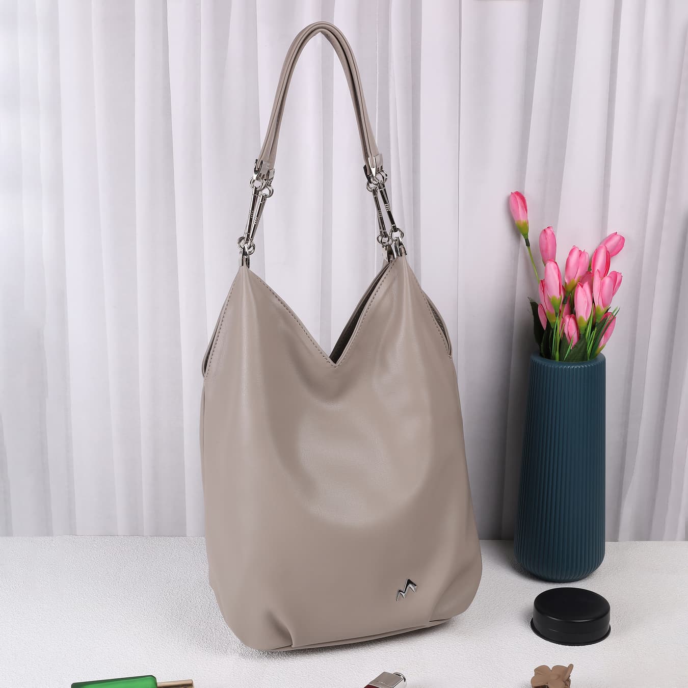 Women's Grey Casual PU Handbag