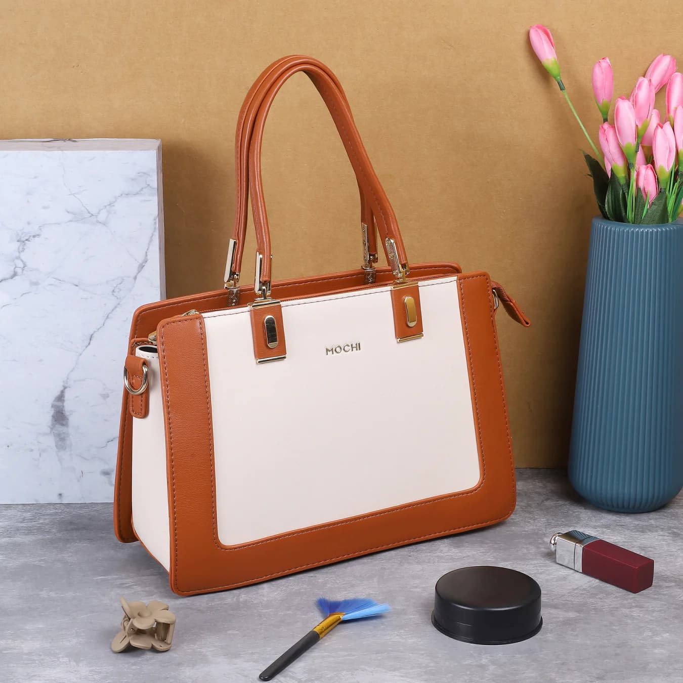 Women's Brown Casual PU Handbag