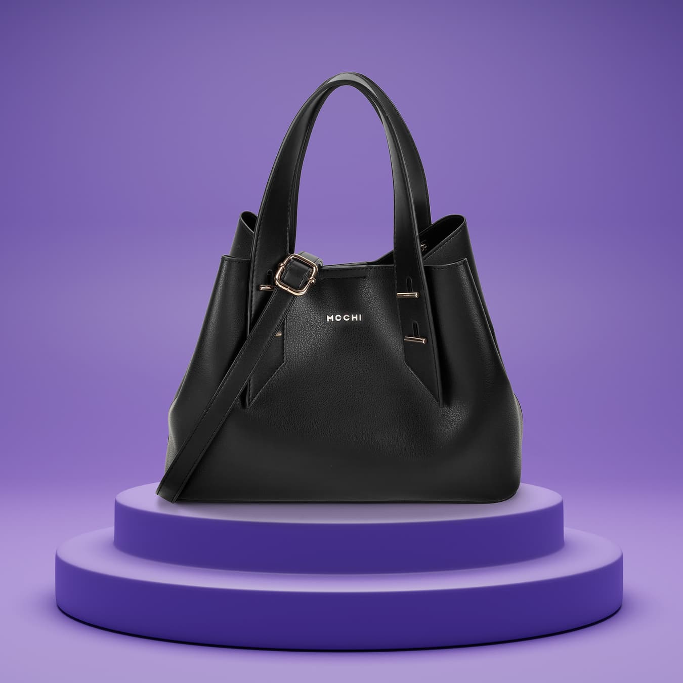 Women's Black Casual PU Handbag