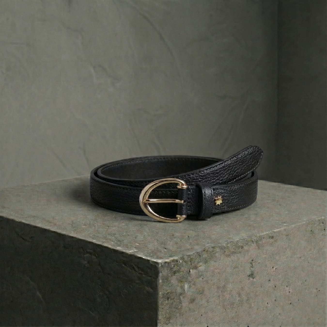 Women's Black Formal Textured Synthetic Belt