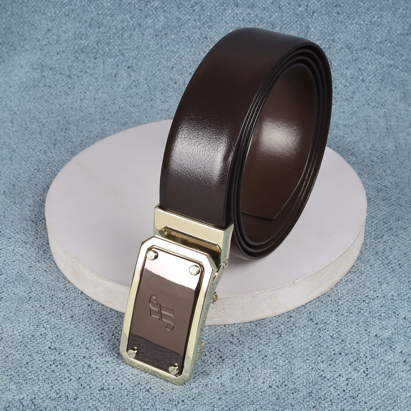 Men's Brown Formal Solid Synthetic Belt