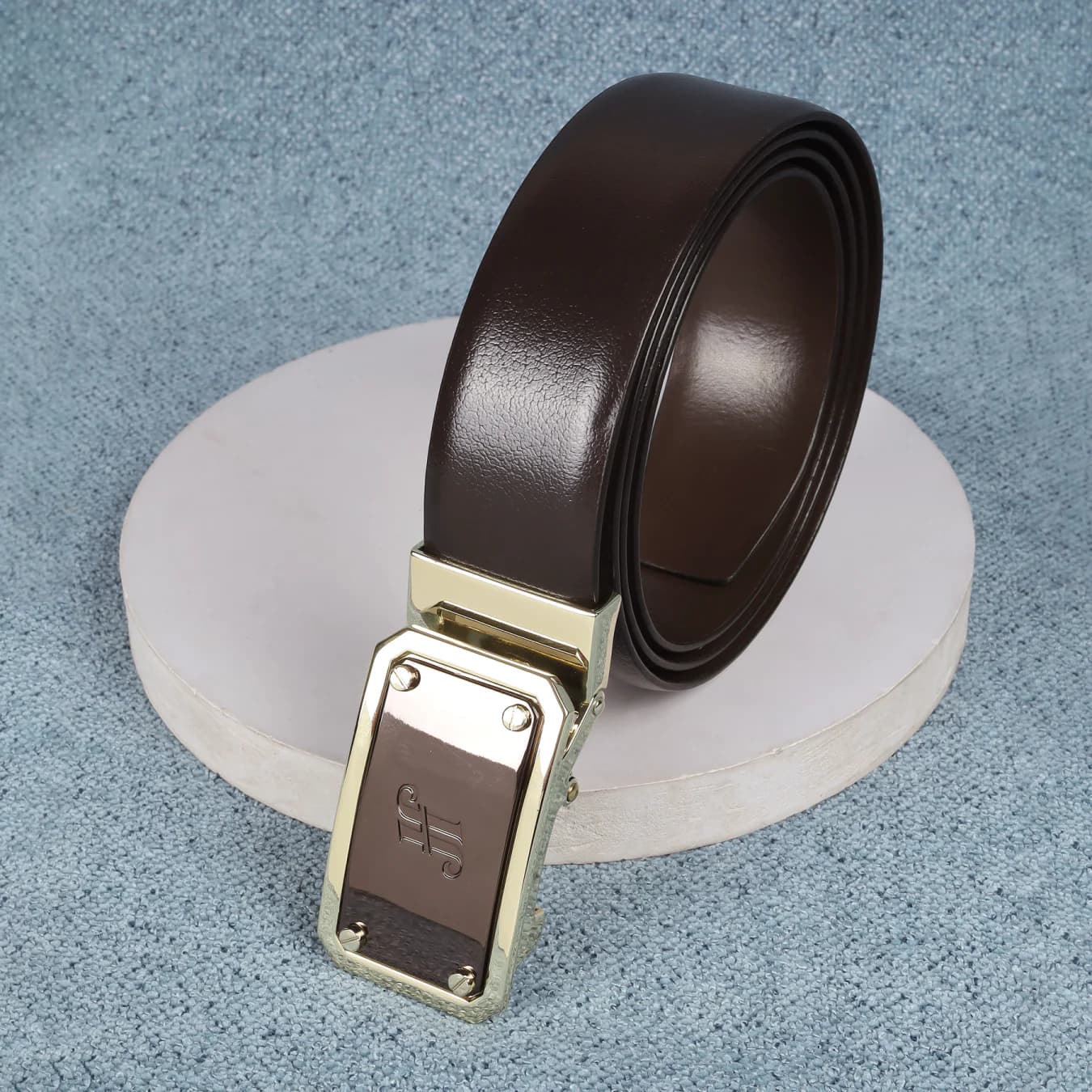Men's Brown Formal Solid Synthetic Belt