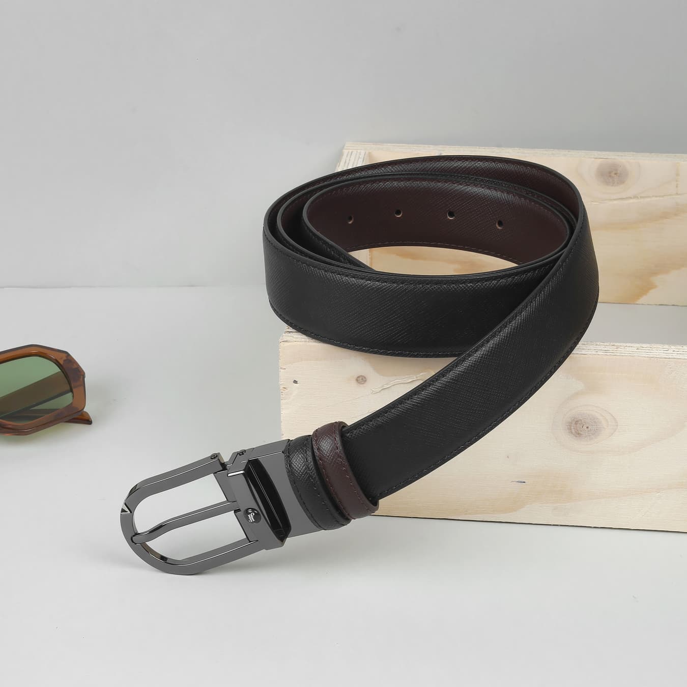 Men's Black Formal Solid Synthetic Belt