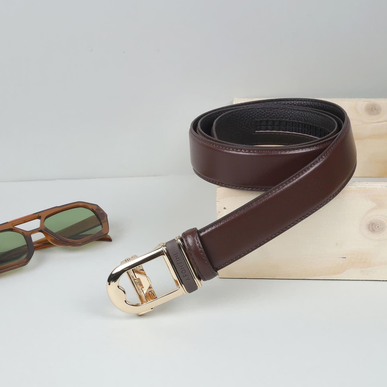 Men's Brown Formal Solid Synthetic Belt