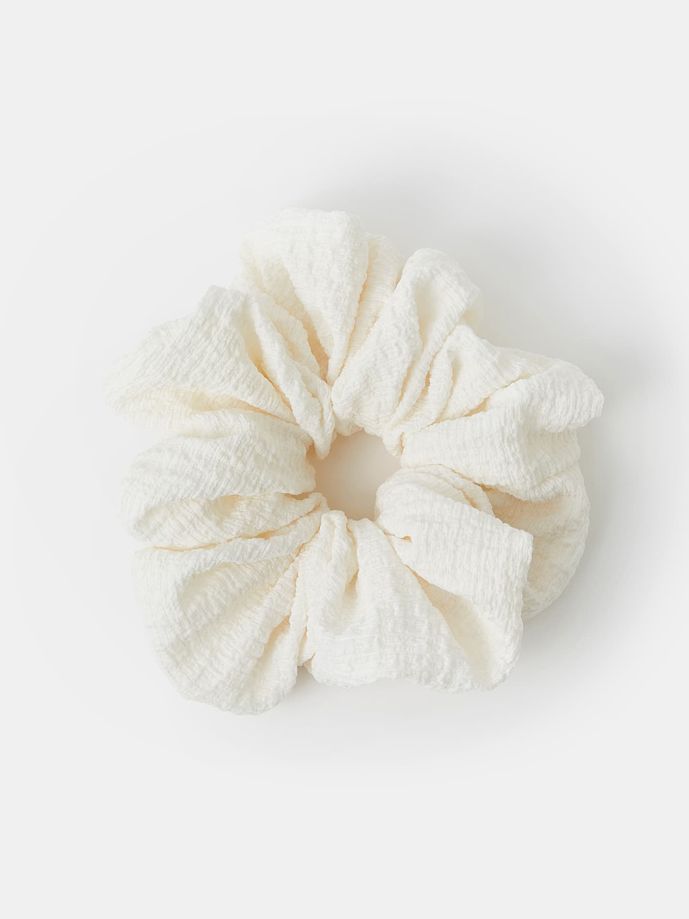 Women's Cream Casual Oversized Texture Hair Scrunchie