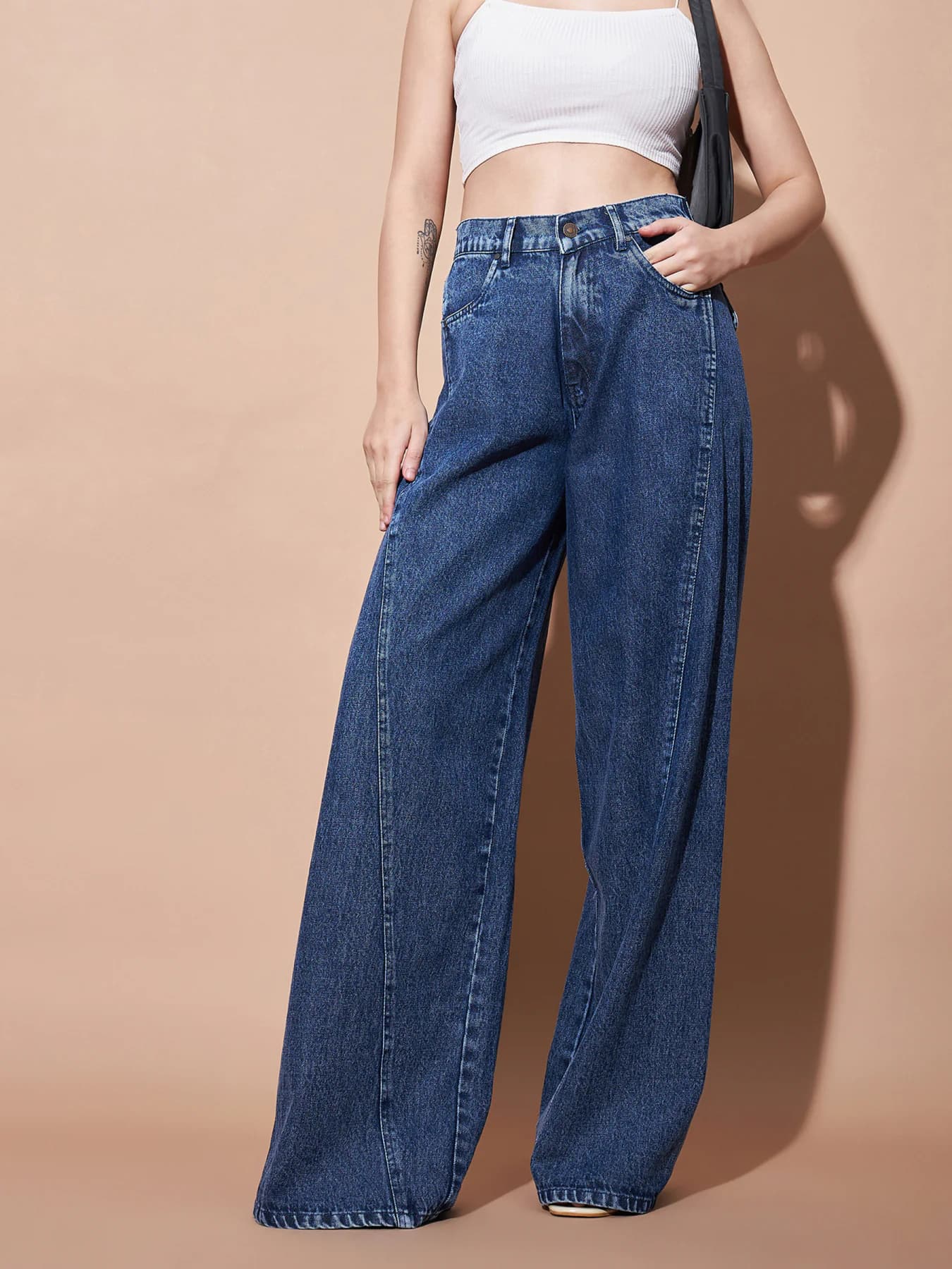 Women's Blue Casual Flared Fit Mid Rise Jeans