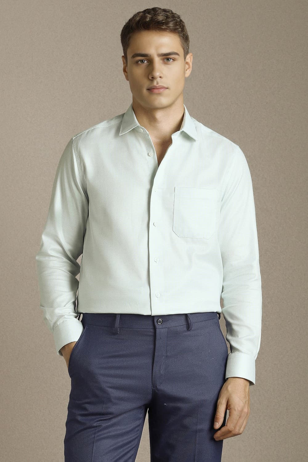 Men's Green Formal Regular Fit Checked Full Sleeves Shirt