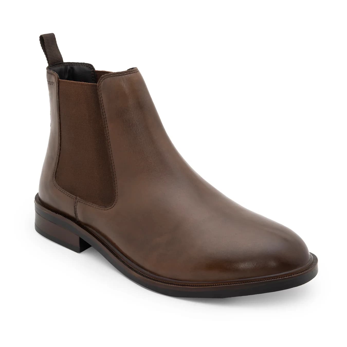 Men's Brown Formal Round Toe Leather Chelsea Boots