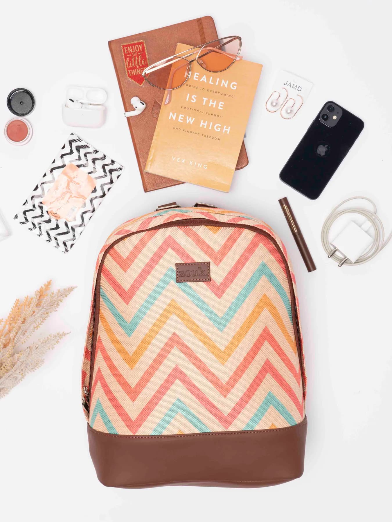 Women's Multicolor Casual Printed Leather WavBeach Dome Daypack