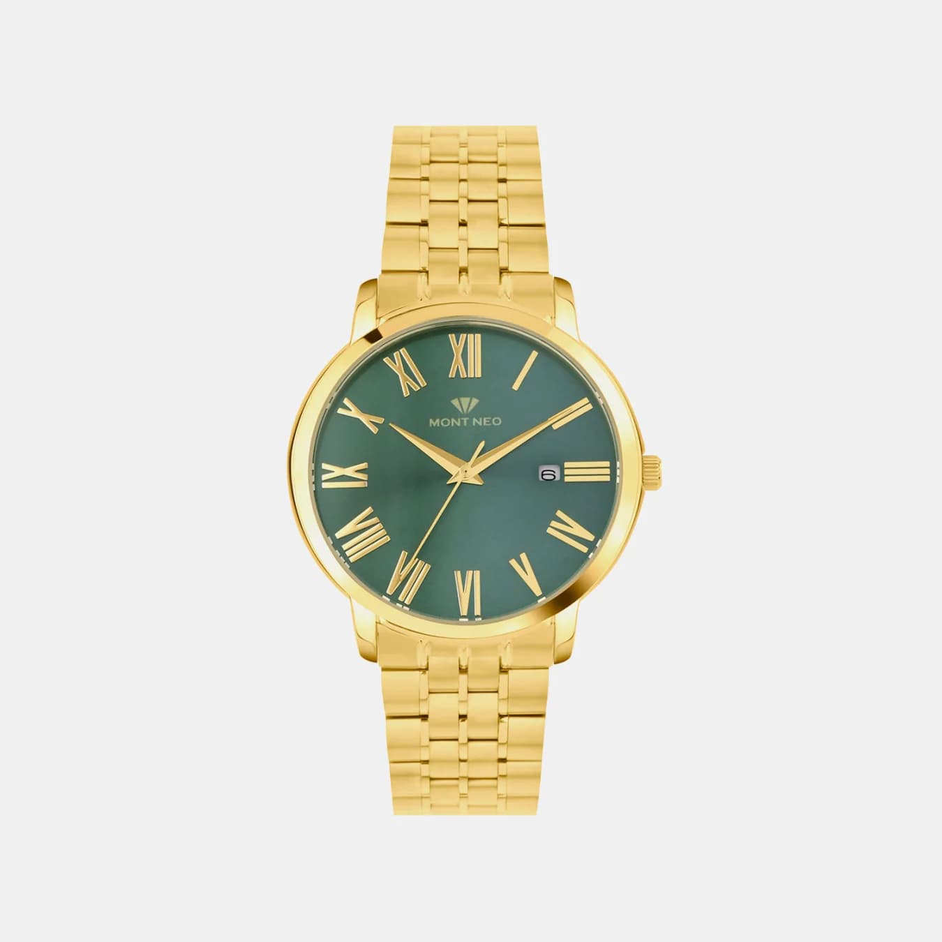 Men's Quartz Green Dial Analog Metal Watch 3521E-M2214
