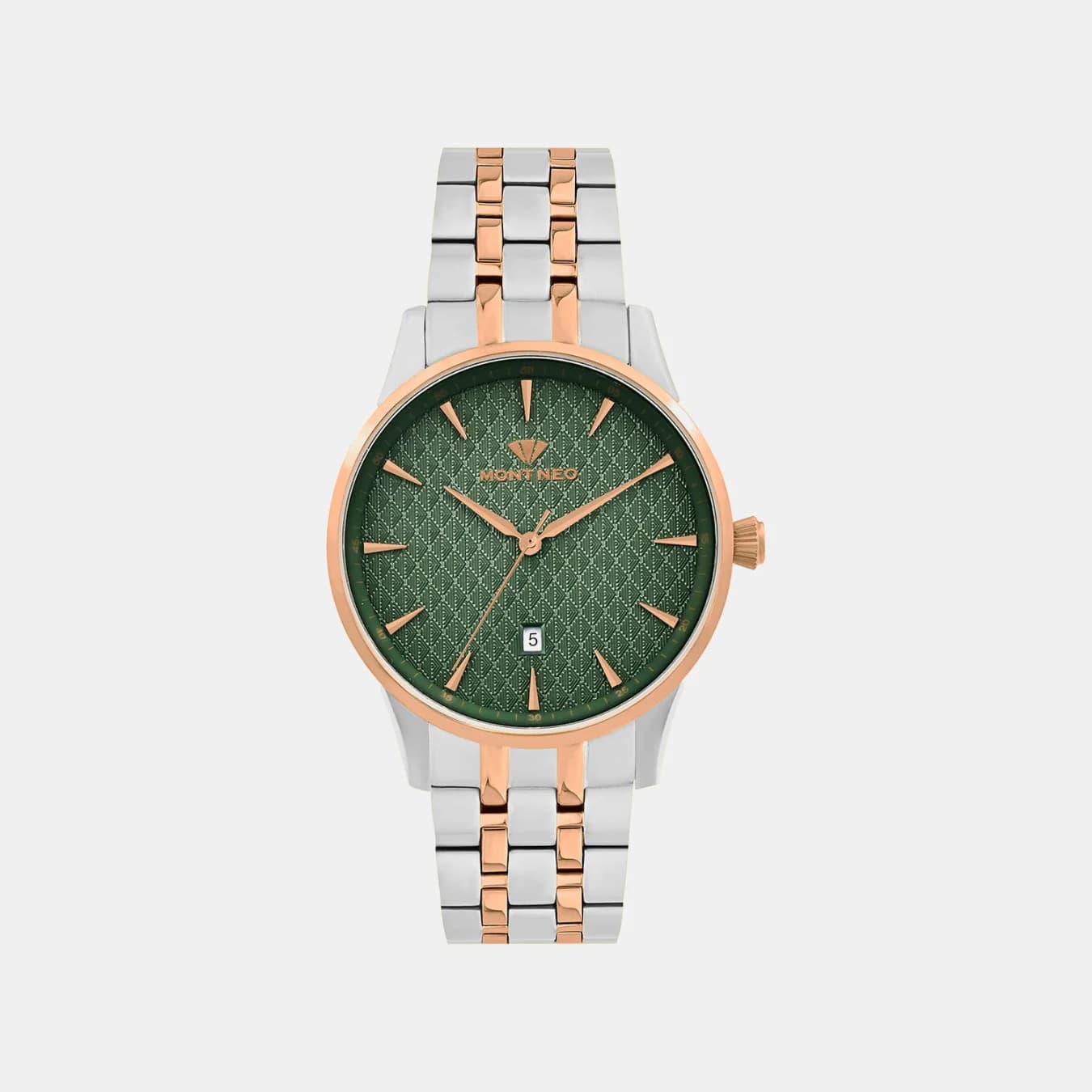 Men's Quartz Green Dial Analog Metal Watch 8501E-M1314