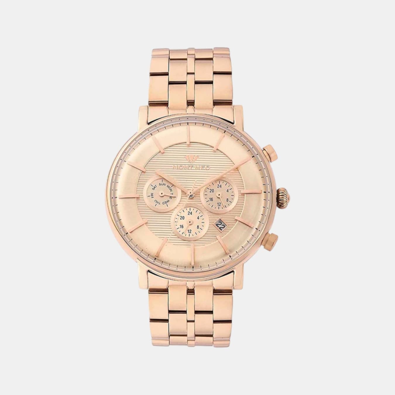 Men's Quartz Rose Gold Dial Multi-Function Metal Watch 1055C-M3307