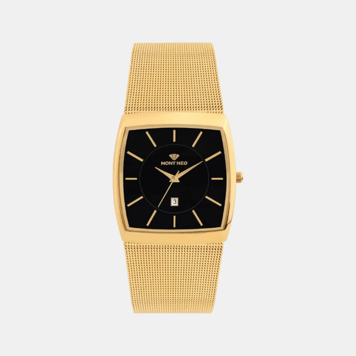 Men's Quartz Black Dial Analog Mesh Watch 1060E-B2204