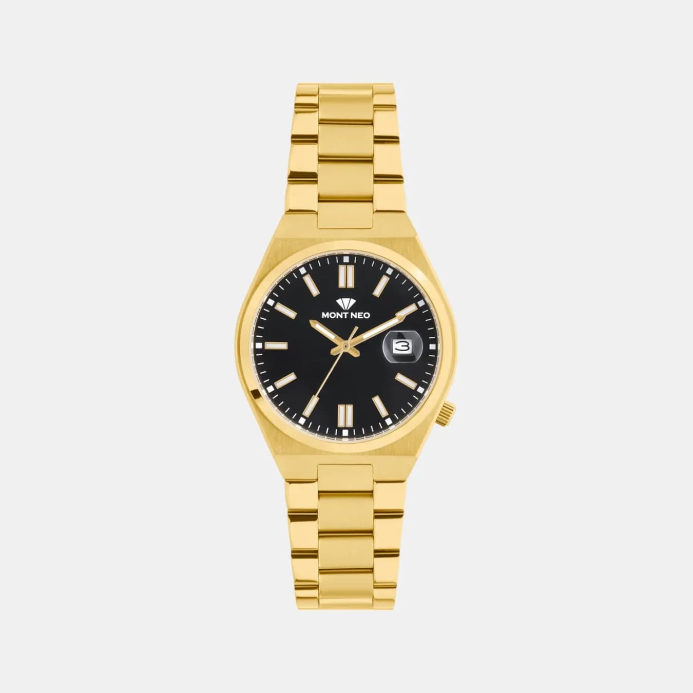 Men's Quartz Black Dial Analog Stainless Steel Watch 3506E-M2204