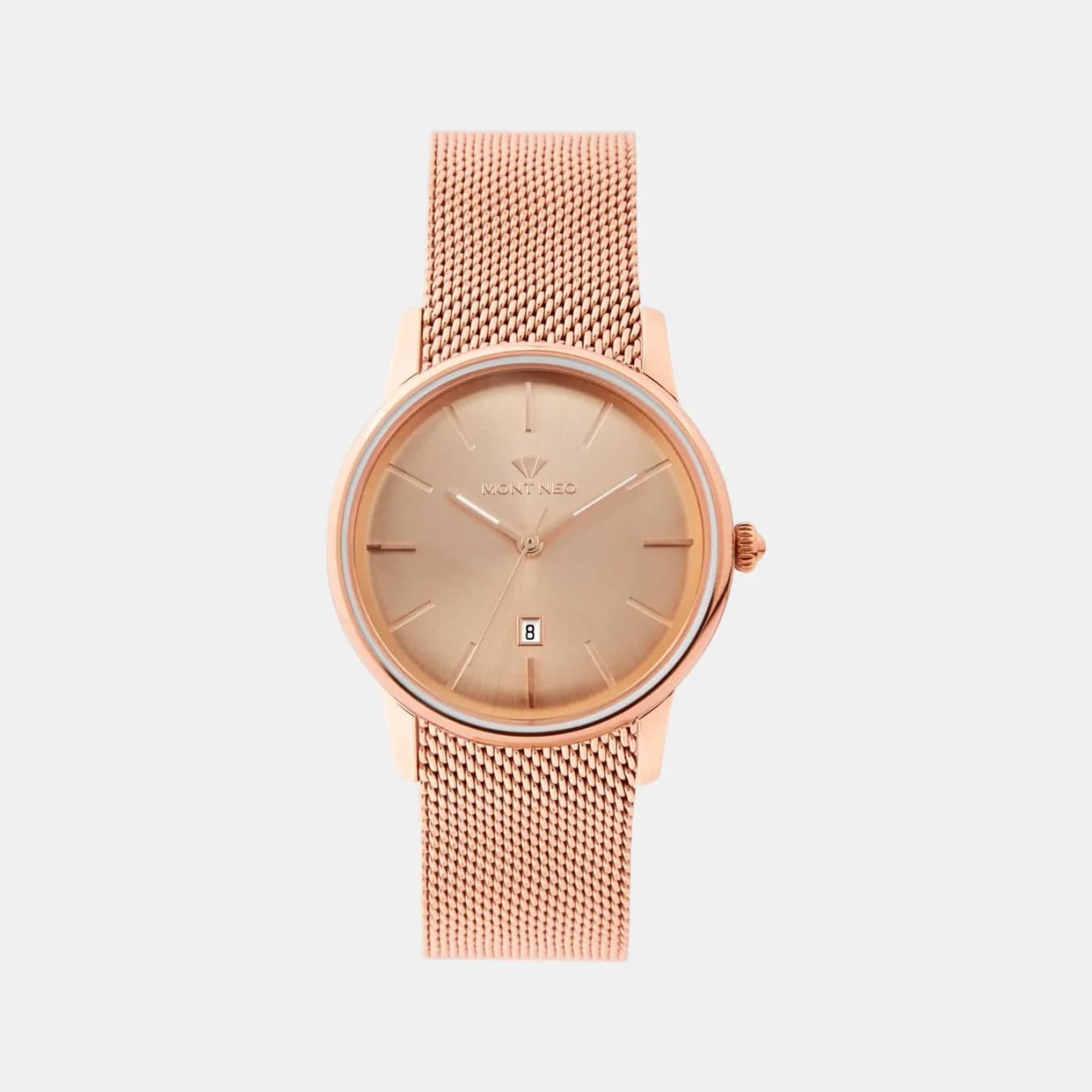 Women's Quartz Rose Dial Analog Mesh Watch L1052E-B3307