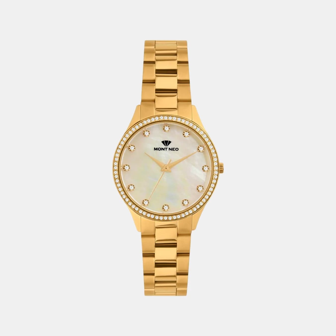 Women's Quartz White Mother Of Pearl Dial Analog Metal Watch 4509B-M2201