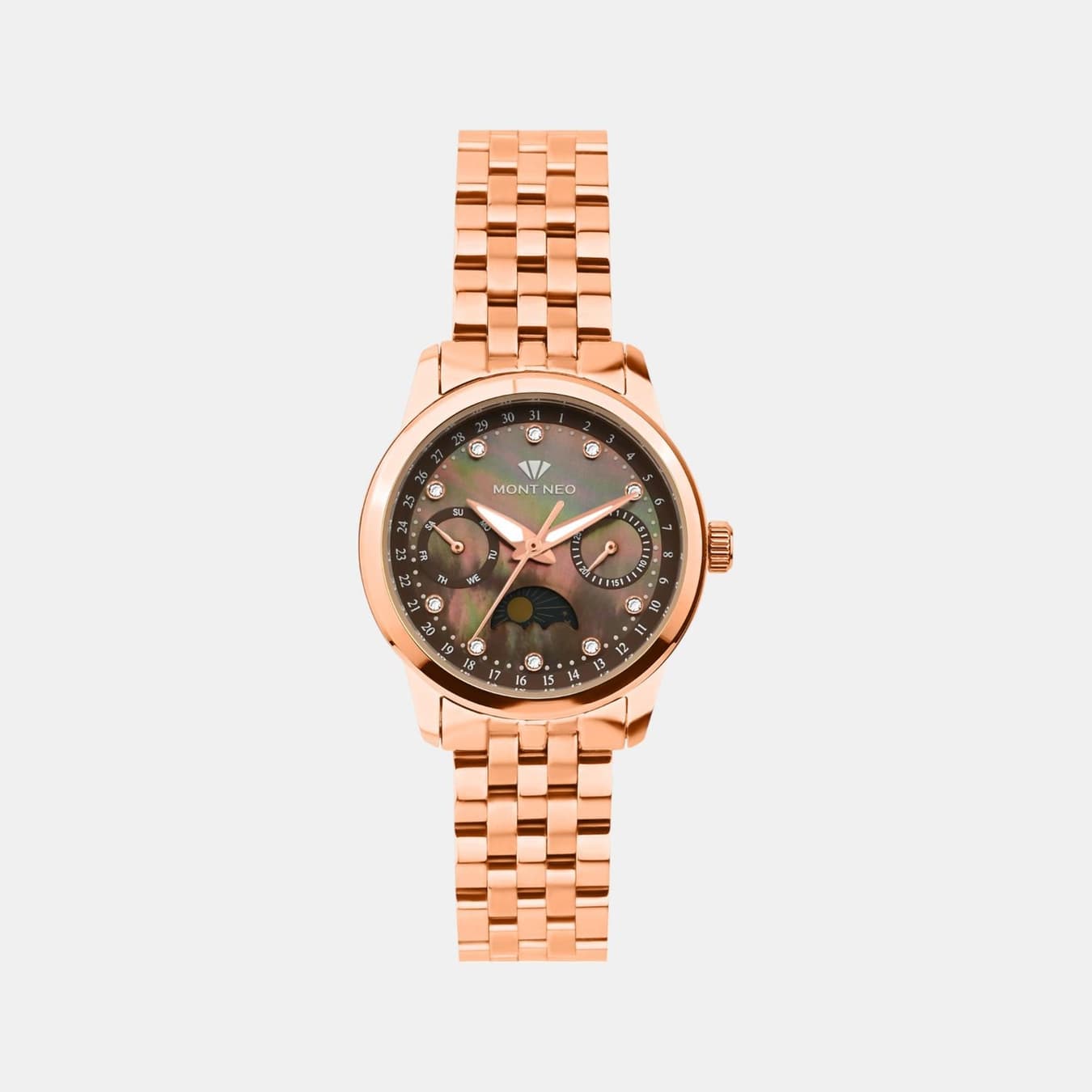 Women's Quartz Brown Dial Multi-Function Stainless Steel Watch 4511M-M3306