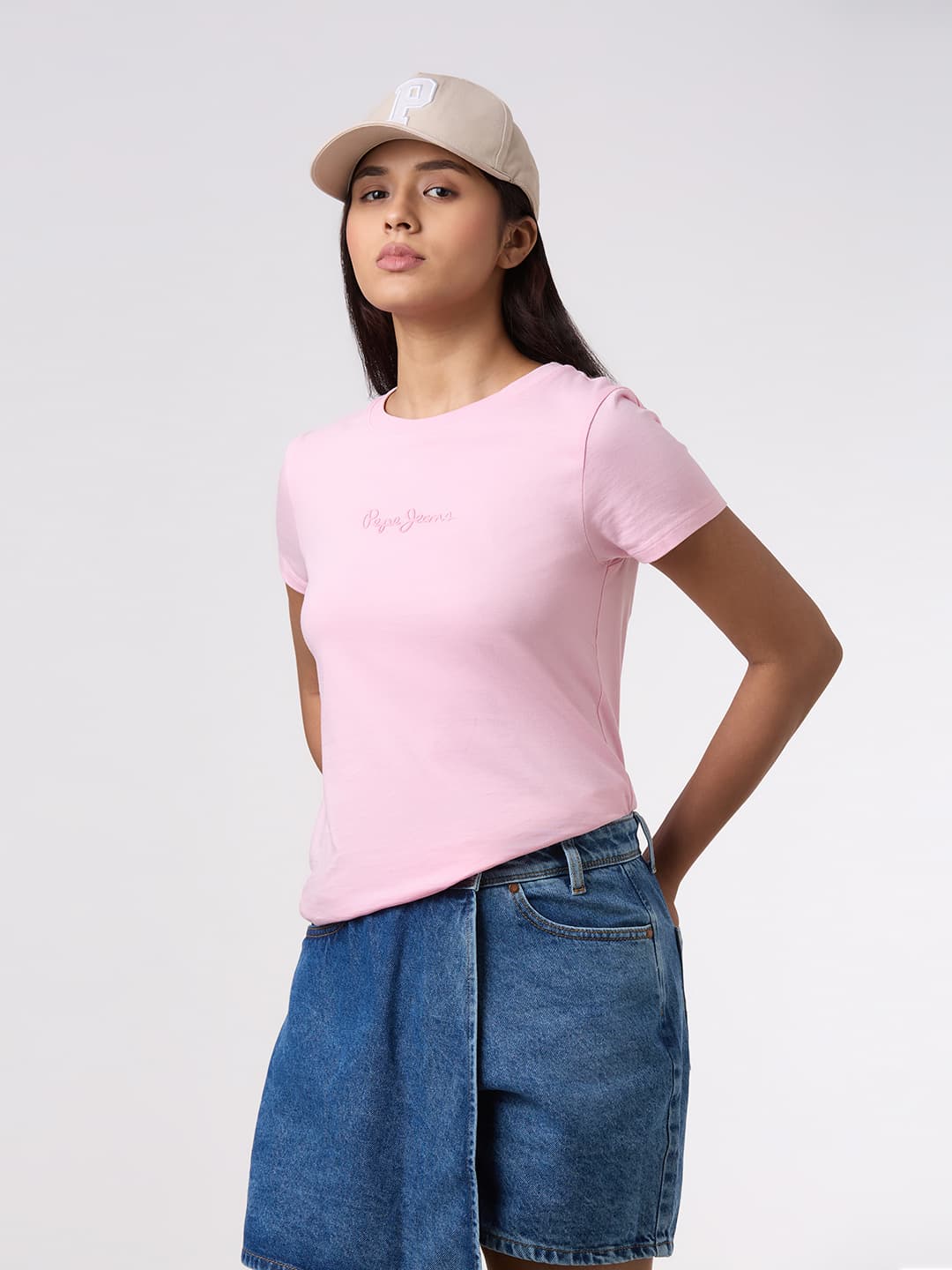 Women's Pink Casual Half Sleeves Tshirt