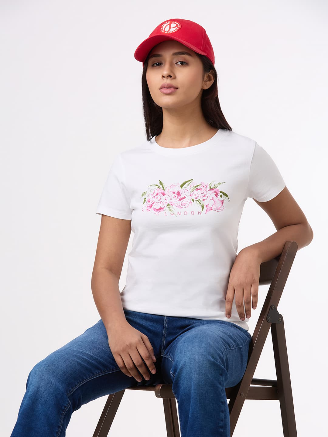 Women's White Casual Half Sleeves Tshirt