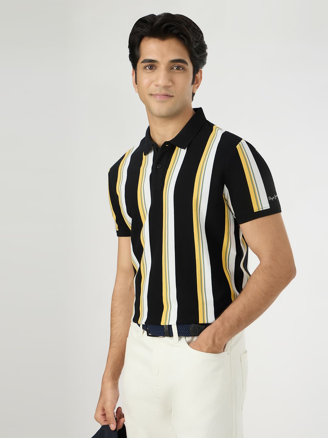 Men's Black Casual Half Sleeves Polo Collar Tshirt