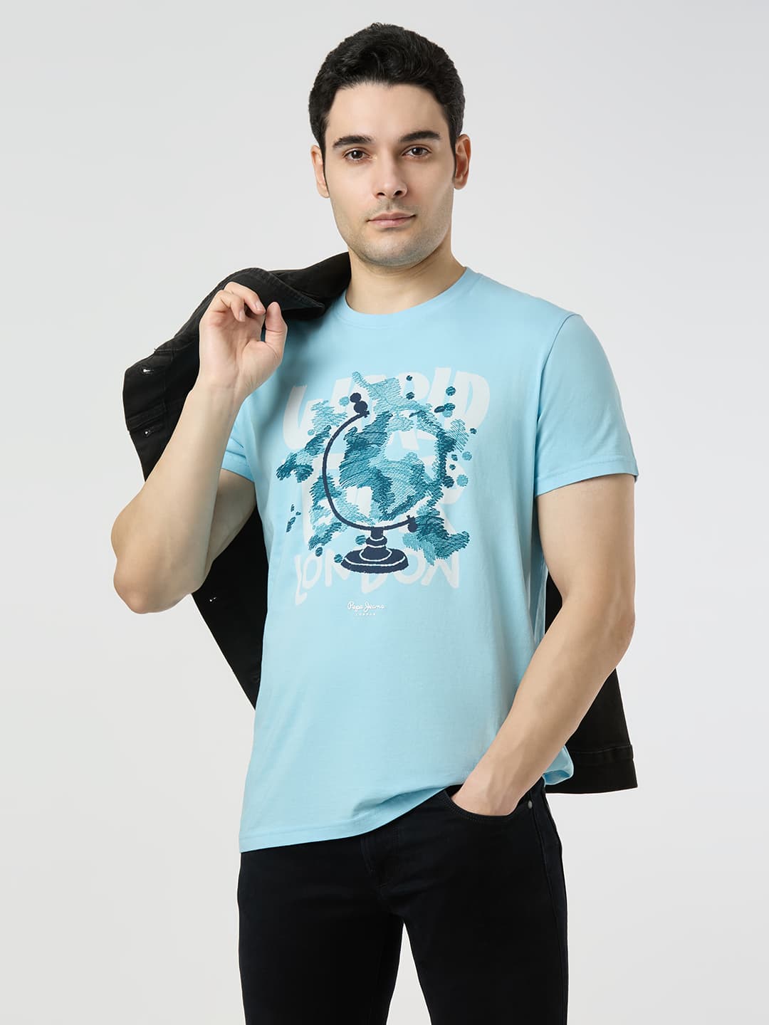 Men's Blue Casual Half Sleeves Tshirt
