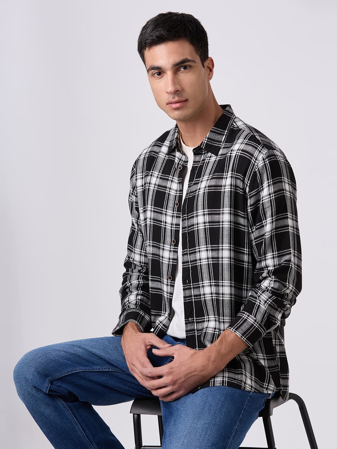 Men's Black Casual Full Sleeves Shirt