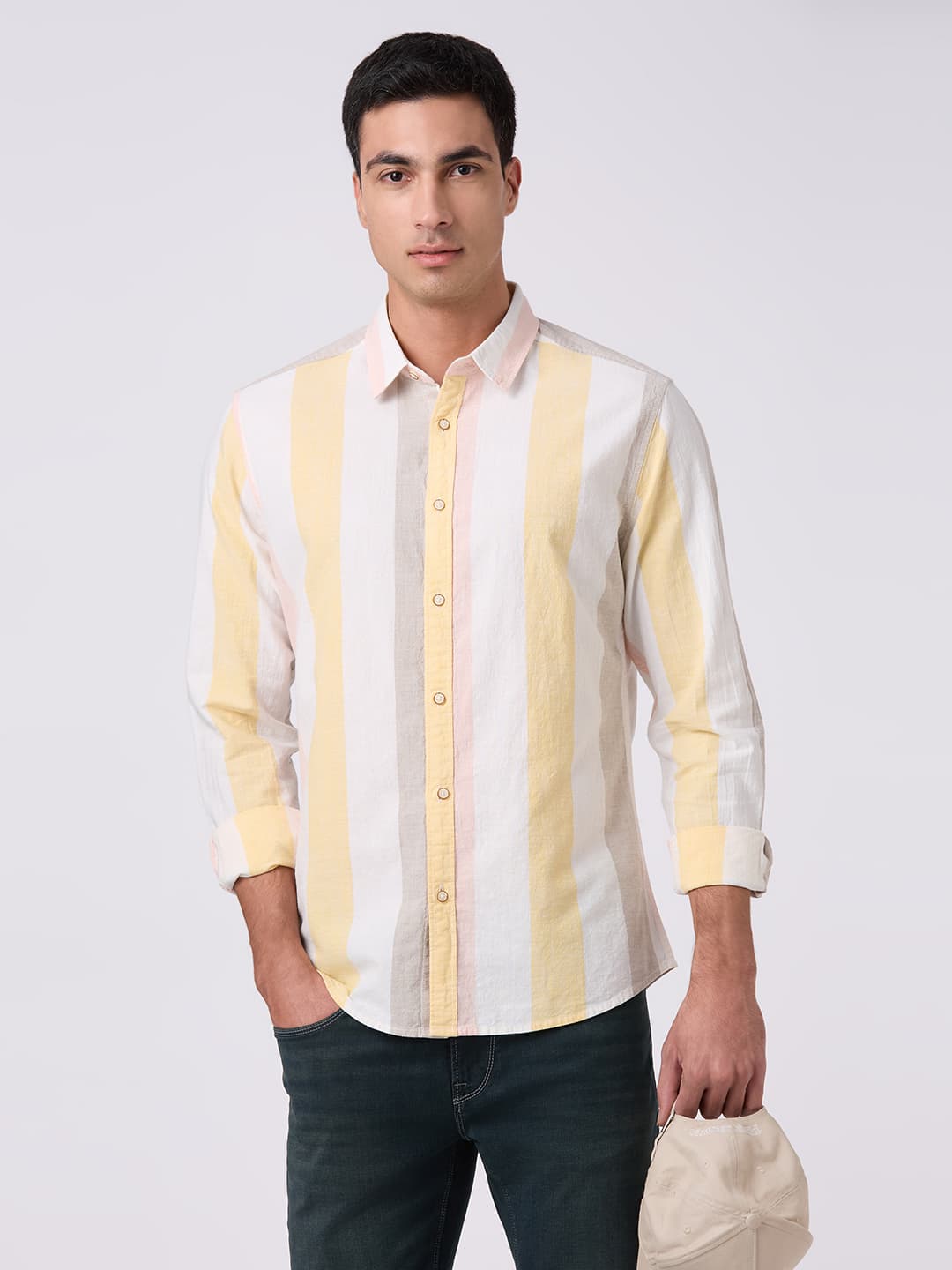 Men's White Casual Full Sleeves Cotton Shirt