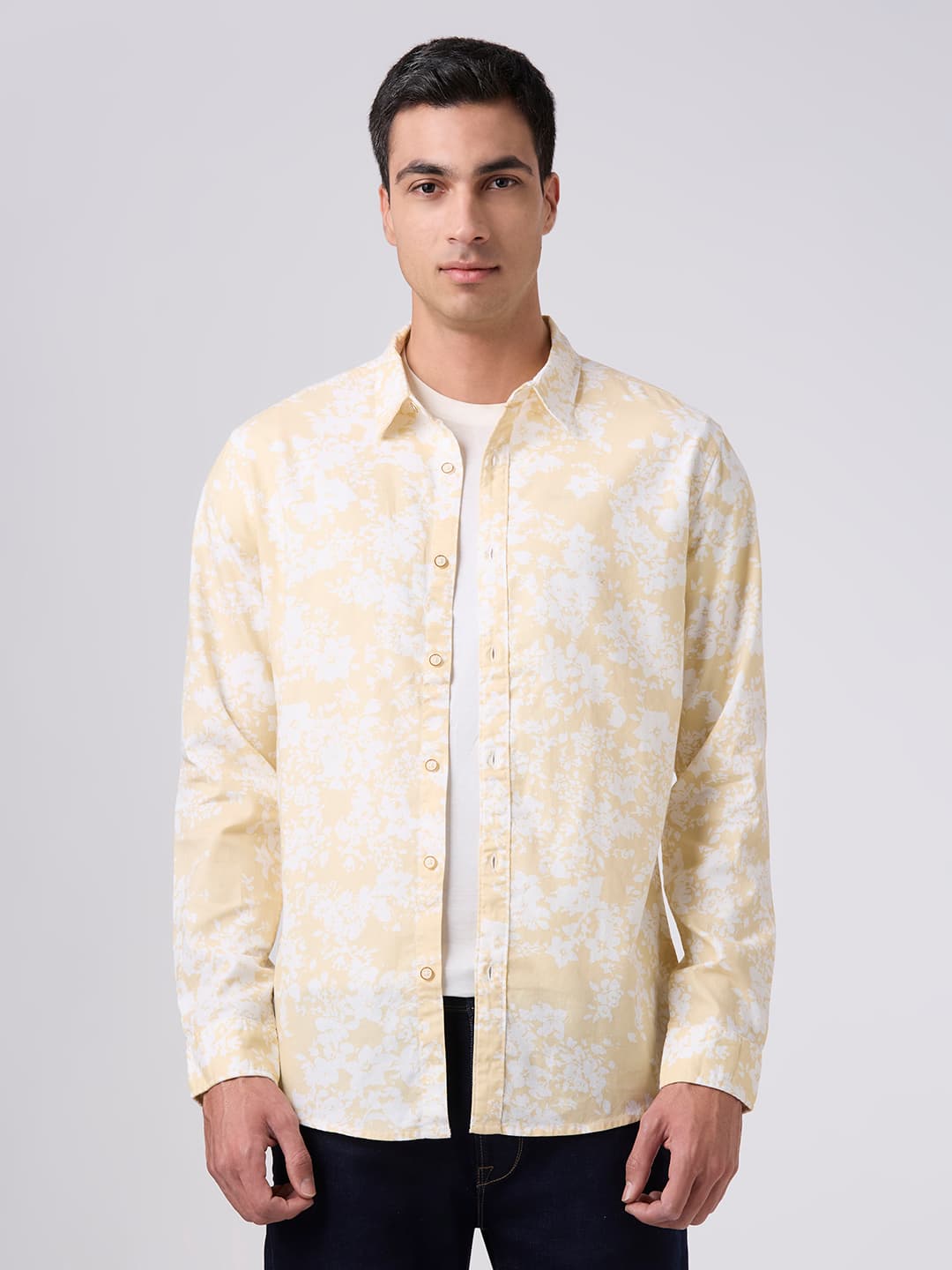 Men's Beige Casual Full Sleeves Shirt