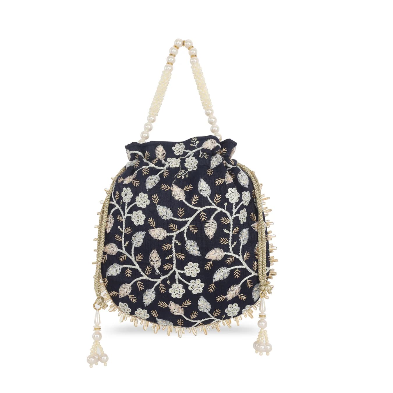 Women's Navy Party Embroidered Fabric Mini Bag