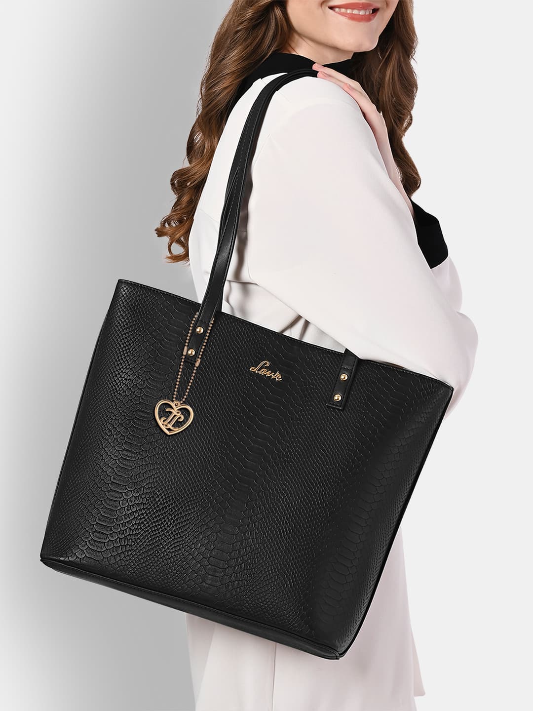 Women's Black Casual Solid Synthetic Leather Tote Bag Handbag