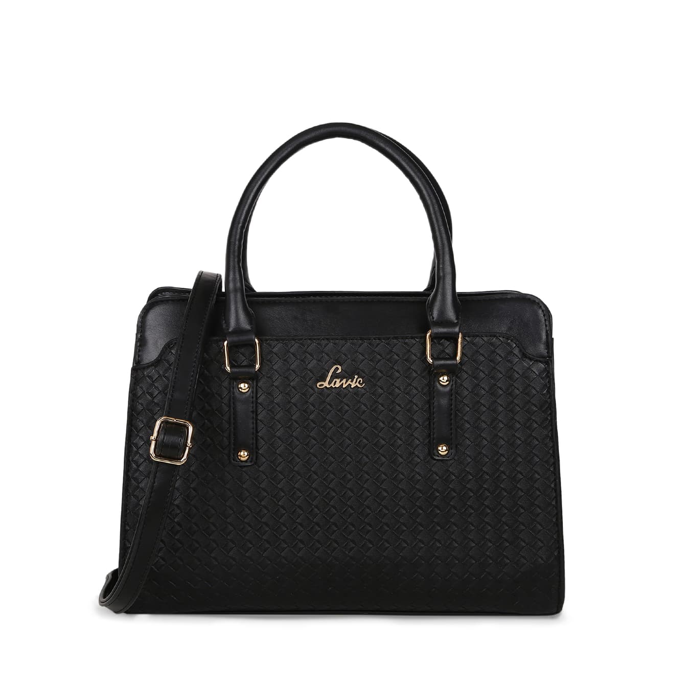 Women's Black Casual Solid Synthetic Leather Satchel Handbag