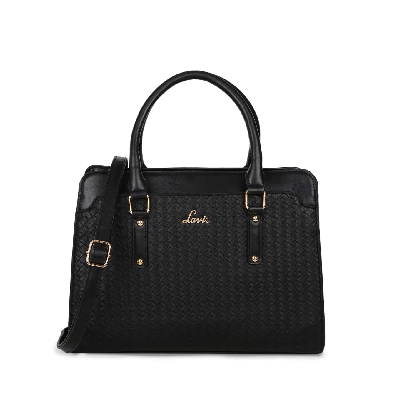 Women's Black Casual Solid Synthetic Leather Satchel Handbag