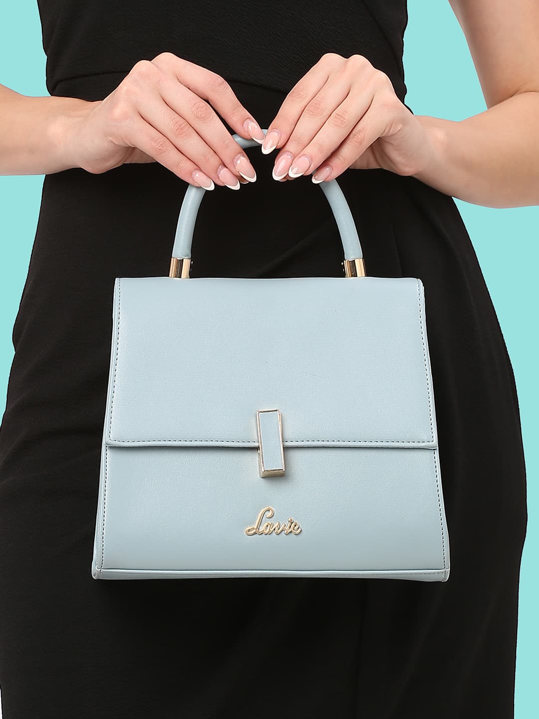 Women's Blue Casual Solid Synthetic Leather Satchel Handbag