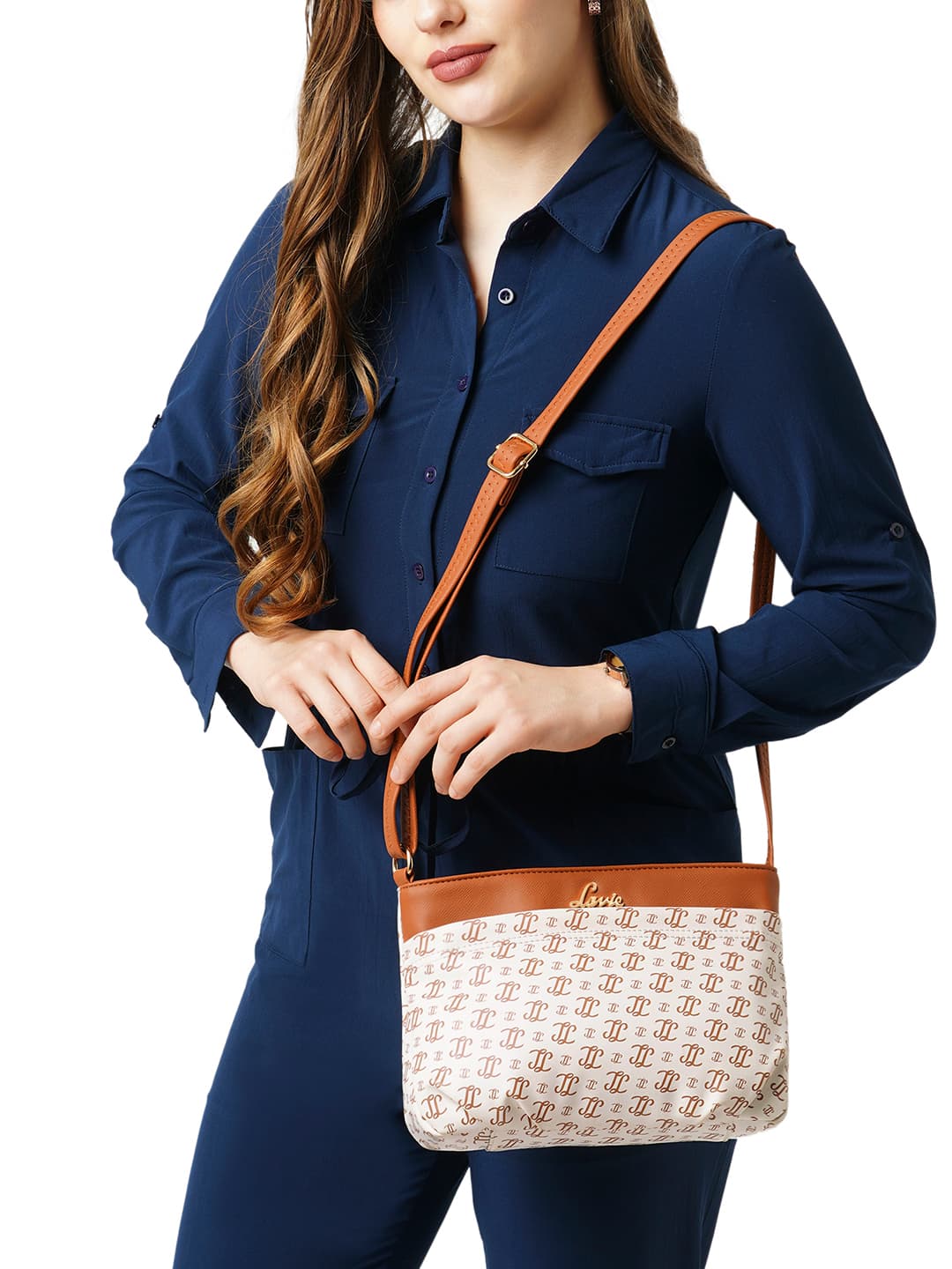 Women's White Casual Printed Synthetic Leather Sling Bag