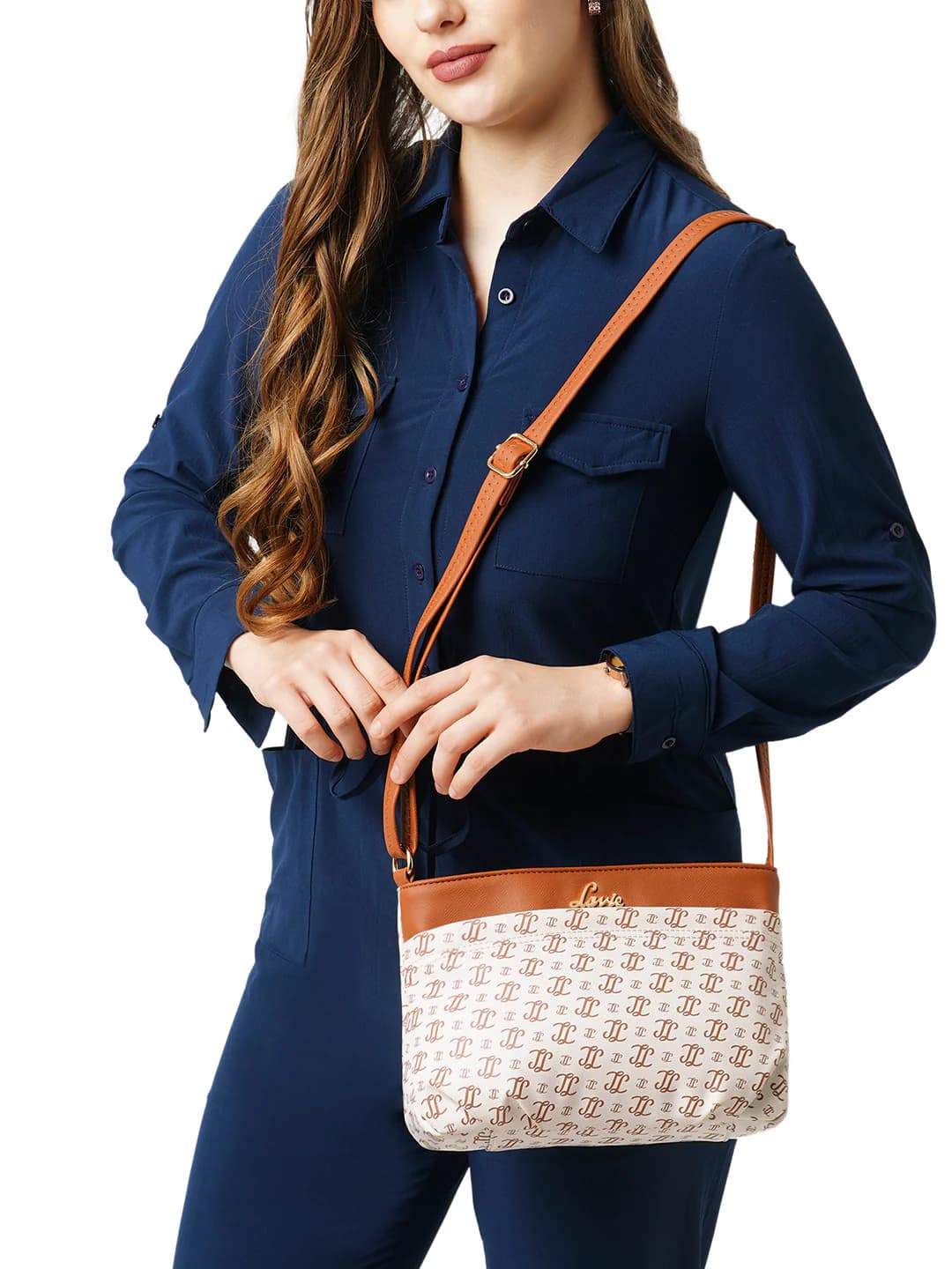 Women's White Casual Printed Synthetic Leather Sling Bag