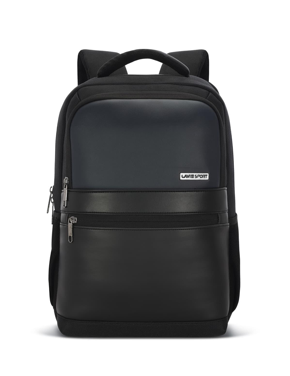 Unisex Navy Formal Solid Synthetic Leather Laptop Backpack