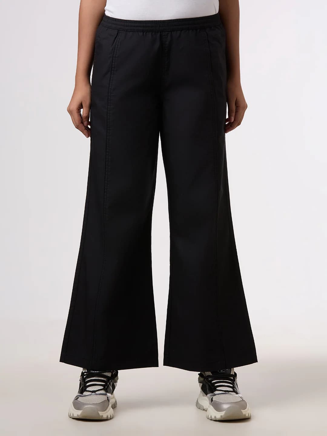 Women's Black High Waist Wide Leg Fit Gymindigo Trouser
