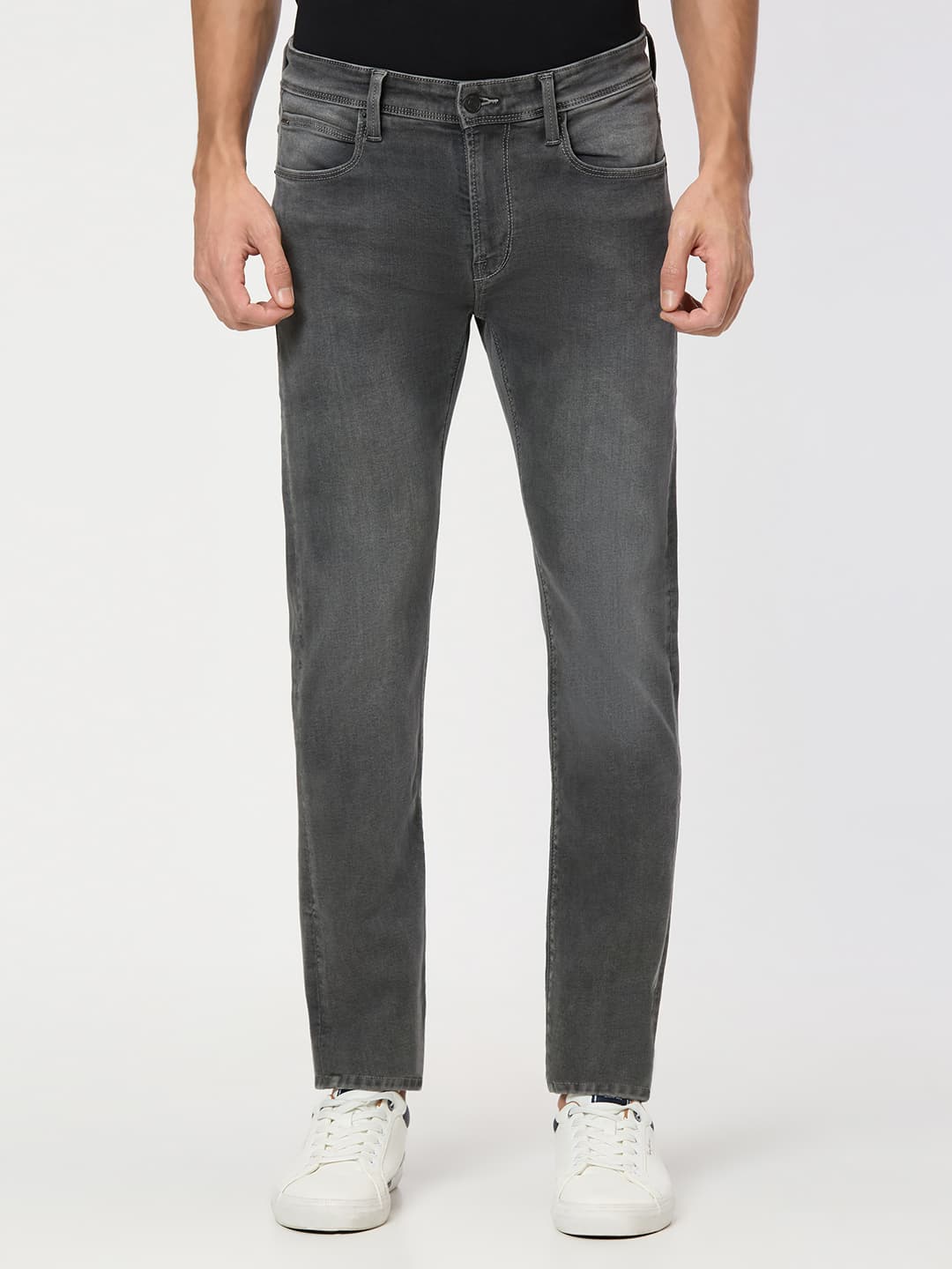 Men's Grey Low Rise Slim Fit All Clima Jeans