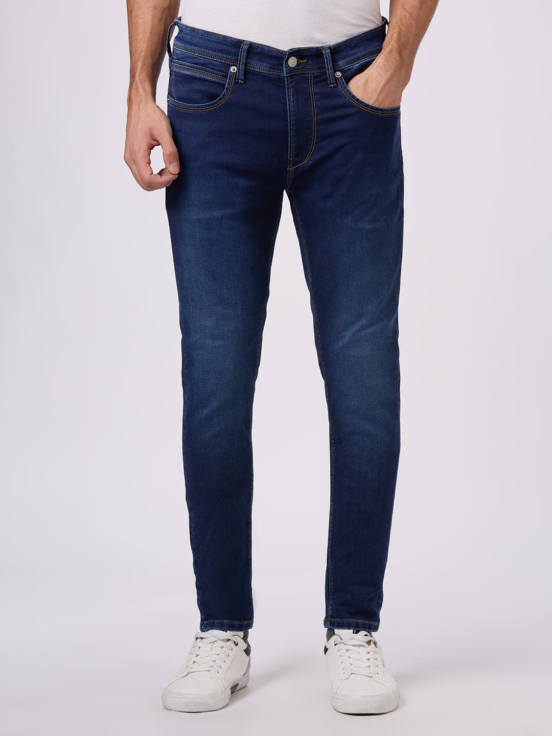 Men's Blue Mid Rise Slim Fit Gymindigo Jeans