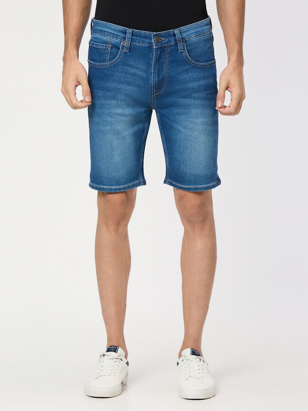 Men's Blue Mid Rise Regular Fit All Clima Shorts