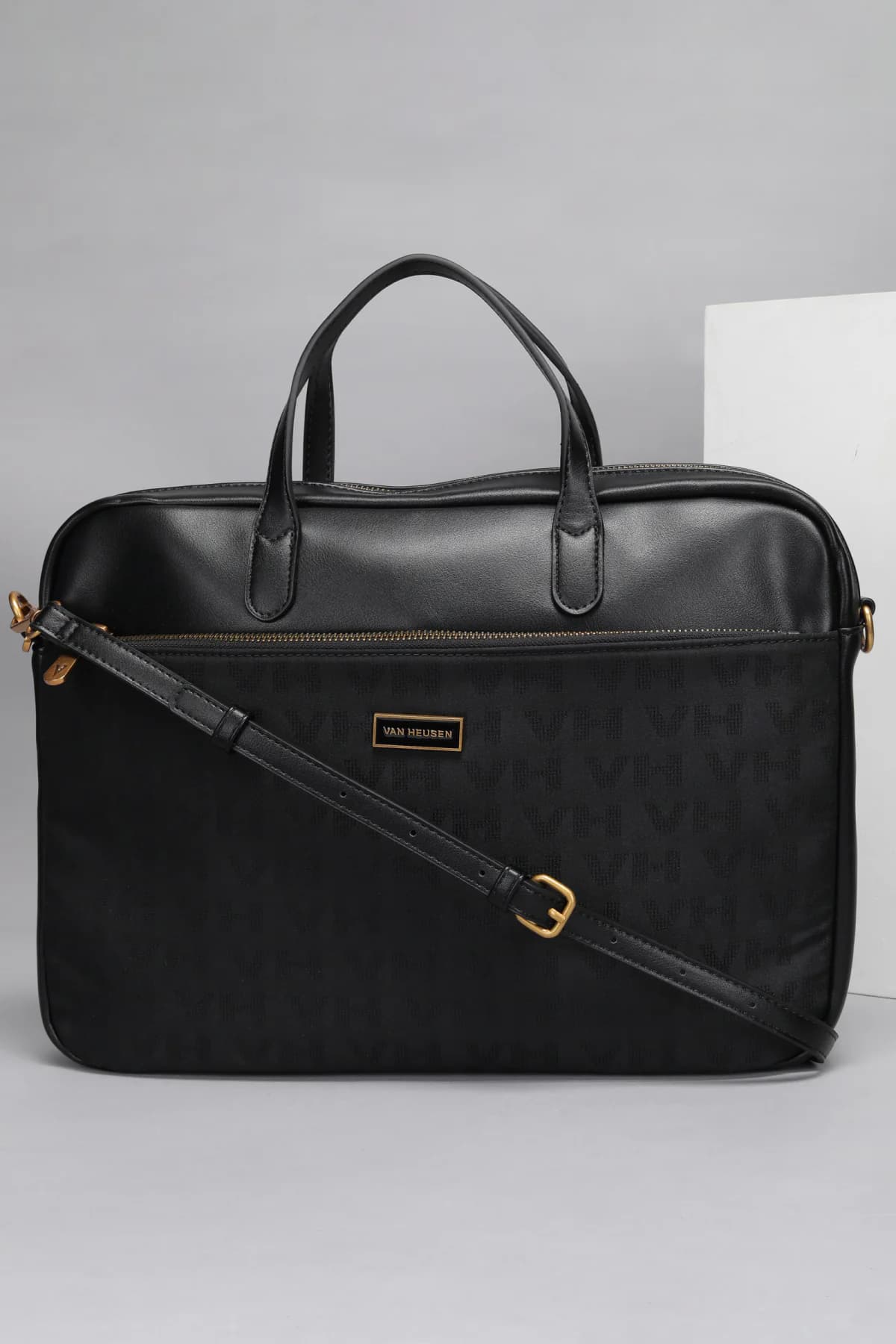 Women's Black Casual Solid PU Laptop Backpack