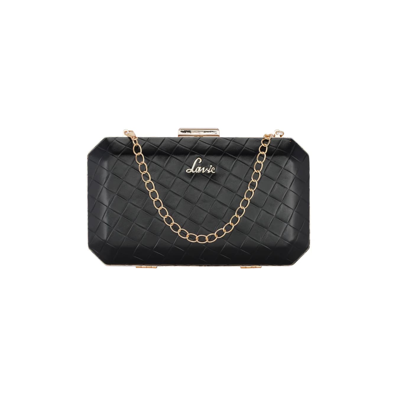 Women's Black Casual Quilted Synthetic Clutch