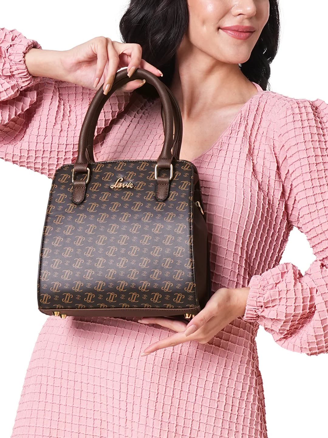 Women's Brown Casual Printed Synthetic Leather Satchel