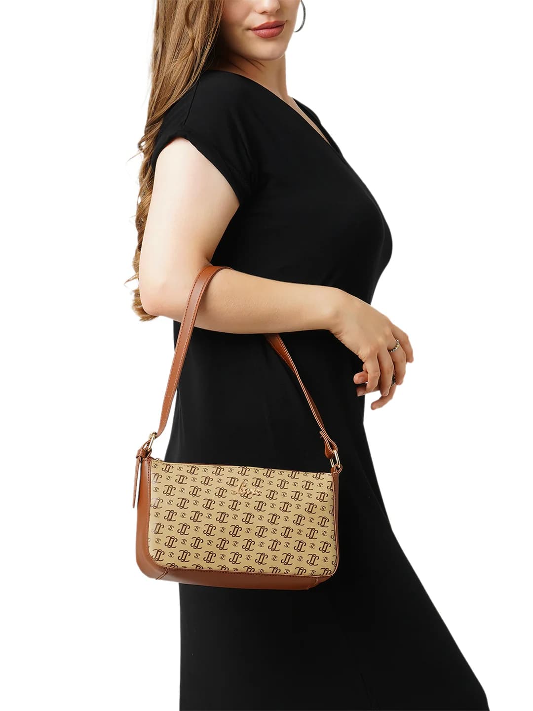 Women's Beige Casual Printed Synthetic Leather Sling Bag