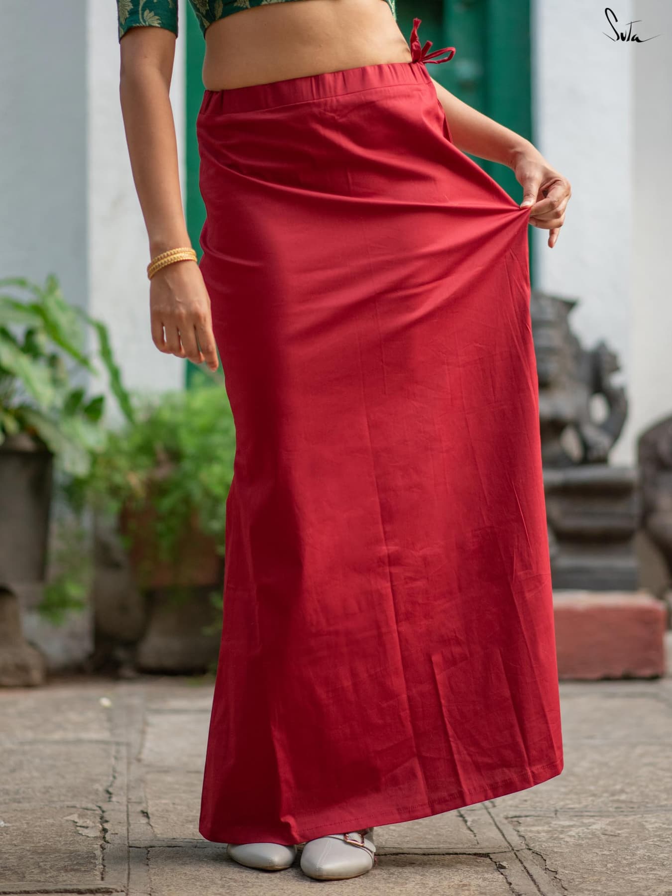 Women's Red Cotton Lycra Underskirt